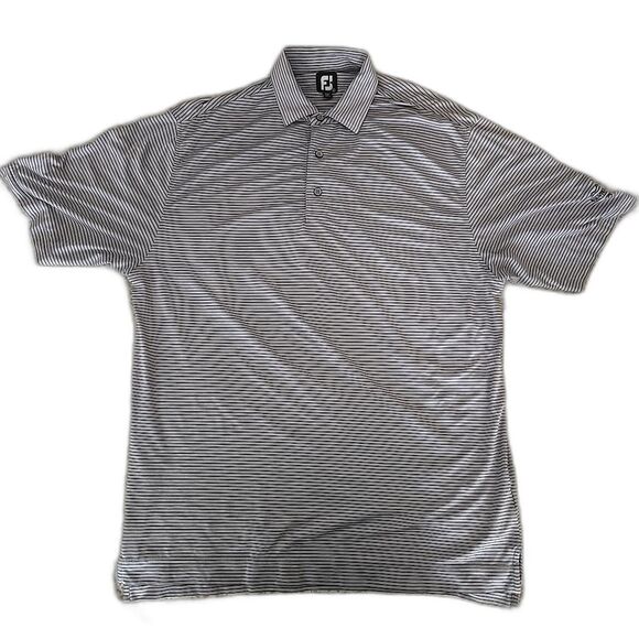 FJ Foot Joy Mountain Vista Golf Polo Striped MOUNTAIN VISTA Shirt Men's Large - Picture 1 of 8